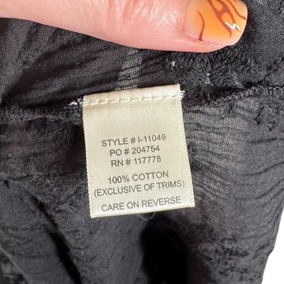 Lovestitch Black Cotton Embroidered Long Sleeve Peasant Top Small Boho Cottage - Picture 6 of 6